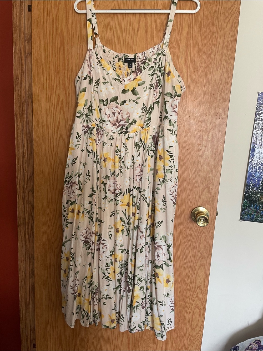 torrid Cream Floral Maxi Dress with Yellow & Green